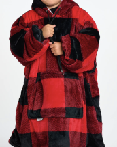 Kids Blanket Hoodie Red Plaid 20241110080803